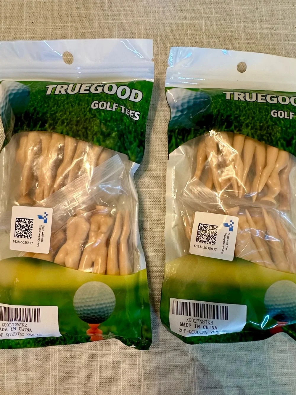 NWT TRUEGOOD 2 Packets of Golf Tees - Nude and Naughty  Plastic Golf Tees (Pack)
